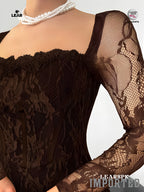 Beige Lace Bodycon Maxi Dress | Long Sleeve Wedding Guest Gown
