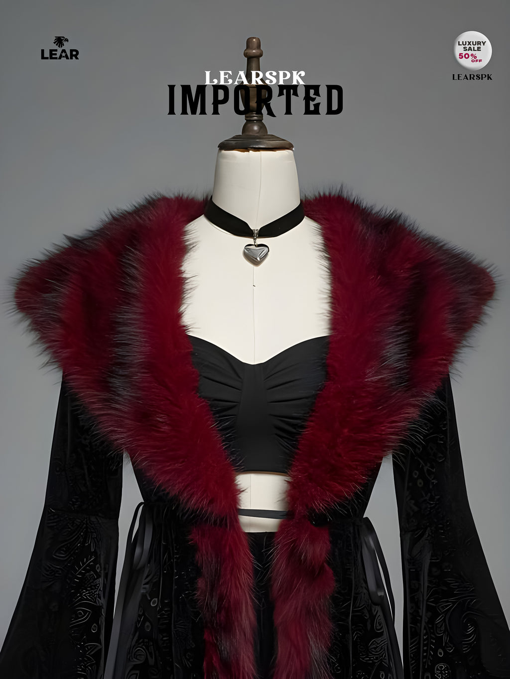 Gothic Faux Fur Collar Velvet Jacket | Vintage Flare Sleeve Coat
