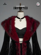 Gothic Faux Fur Collar Velvet Jacket | Vintage Flare Sleeve Coat