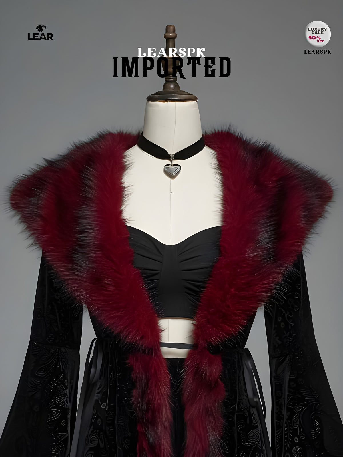Gothic Faux Fur Collar Velvet Jacket | Vintage Flare Sleeve Coat