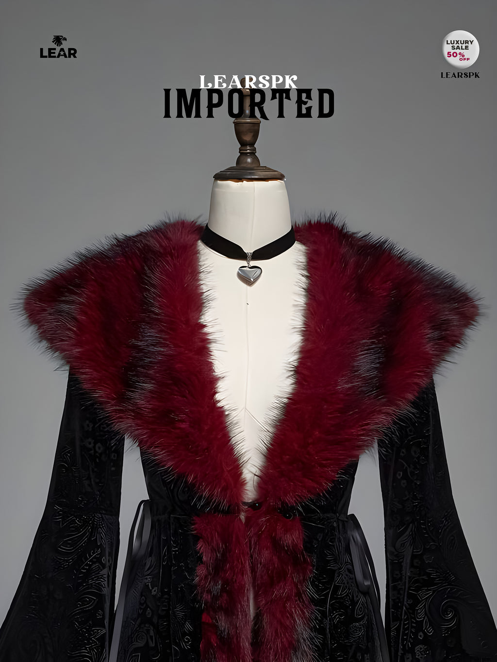 Gothic Faux Fur Collar Velvet Jacket | Vintage Flare Sleeve Coat