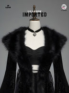 Gothic Faux Fur Collar Velvet Jacket | Vintage Flare Sleeve Coat