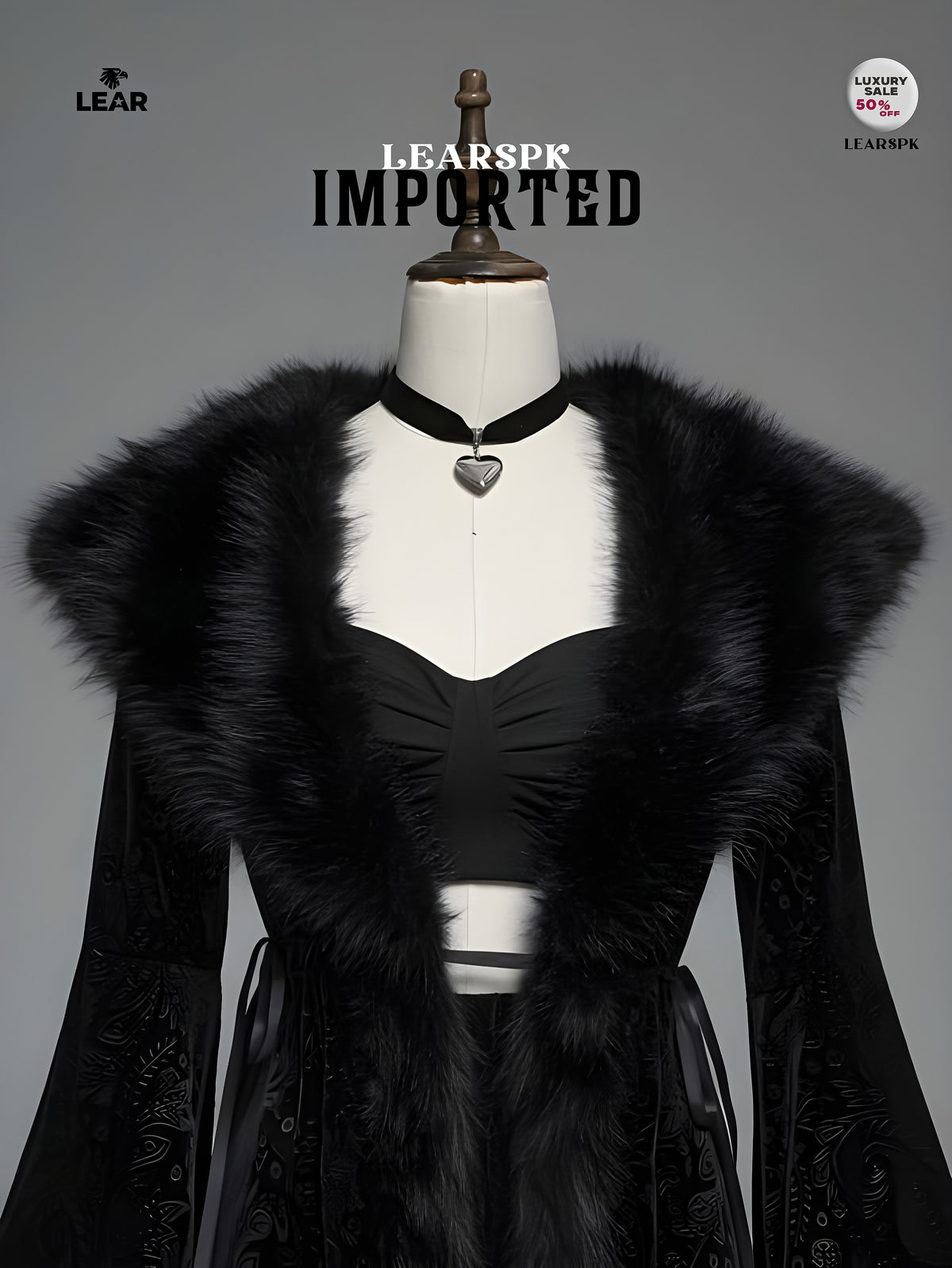 Gothic Faux Fur Collar Velvet Jacket | Vintage Flare Sleeve Coat