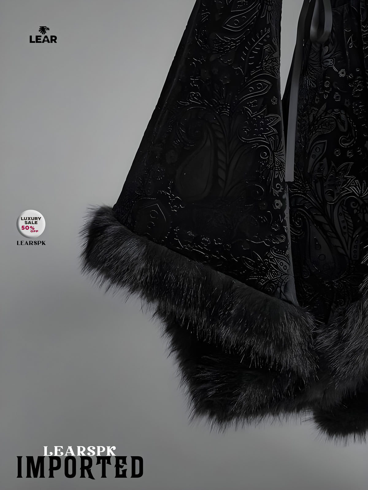 Gothic Faux Fur Collar Velvet Jacket | Vintage Flare Sleeve Coat